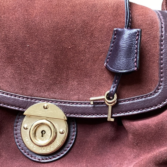 Marc Jacobs Leather Handbag Purse Kate Aubergine - Picture 6 of 12